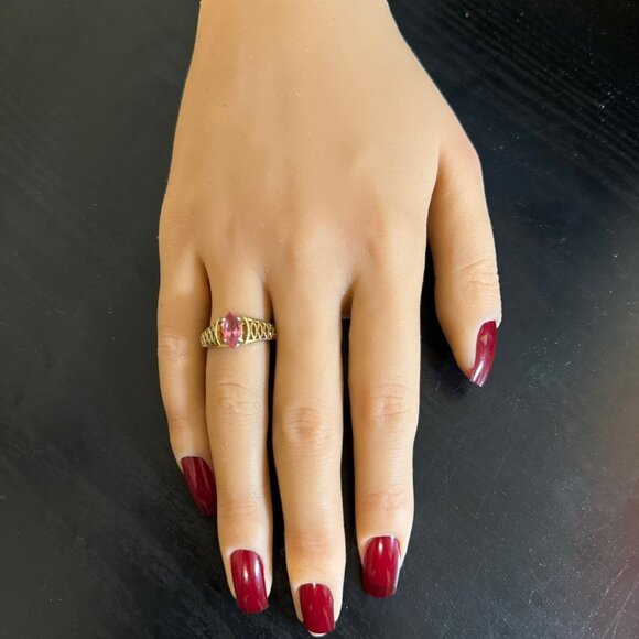 18K G.E. Pink Stone Ring - Picture 6 of 6